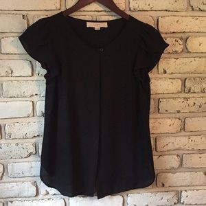 Loft black top with petal sleeve
